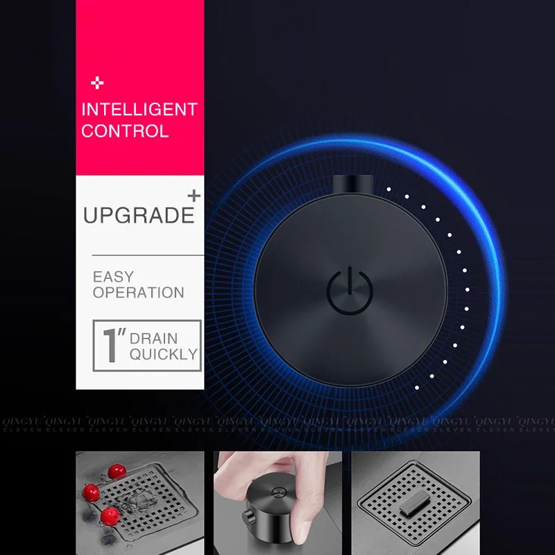 Zlewozmywak kuchenny ASRAS ukryty nanometrowy trzy osłony stal nierdzewna SUS 304 grubość 4mm z oczyszczaczem do kubków i zlewozmywaki z koszem na śmieci