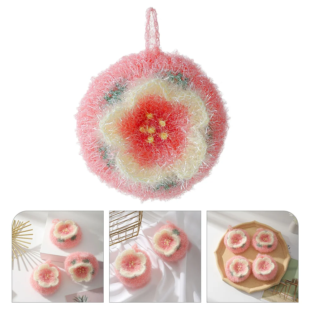 Flower Dish Towel Washcloth Sponges Cleaning Scrubber Acrylic Polyester Yarn Washing Kitchen Towels Colored Supply