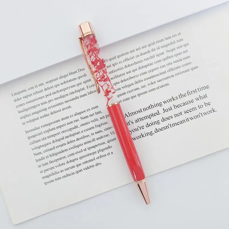 Creative Dry Flower Ballpoint Pen Handmade Small Fresh Oiled Metal Gift Pen Office Student Pen Graduation Gift