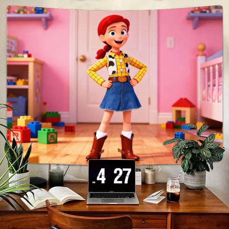 

1 шт., гобелен Disney Pixar Toy Story Jessie Cowgirl, милый розовый настенный художественный декор для комнаты из полиэстера для девочек, детская спальня, подарок в общежитии