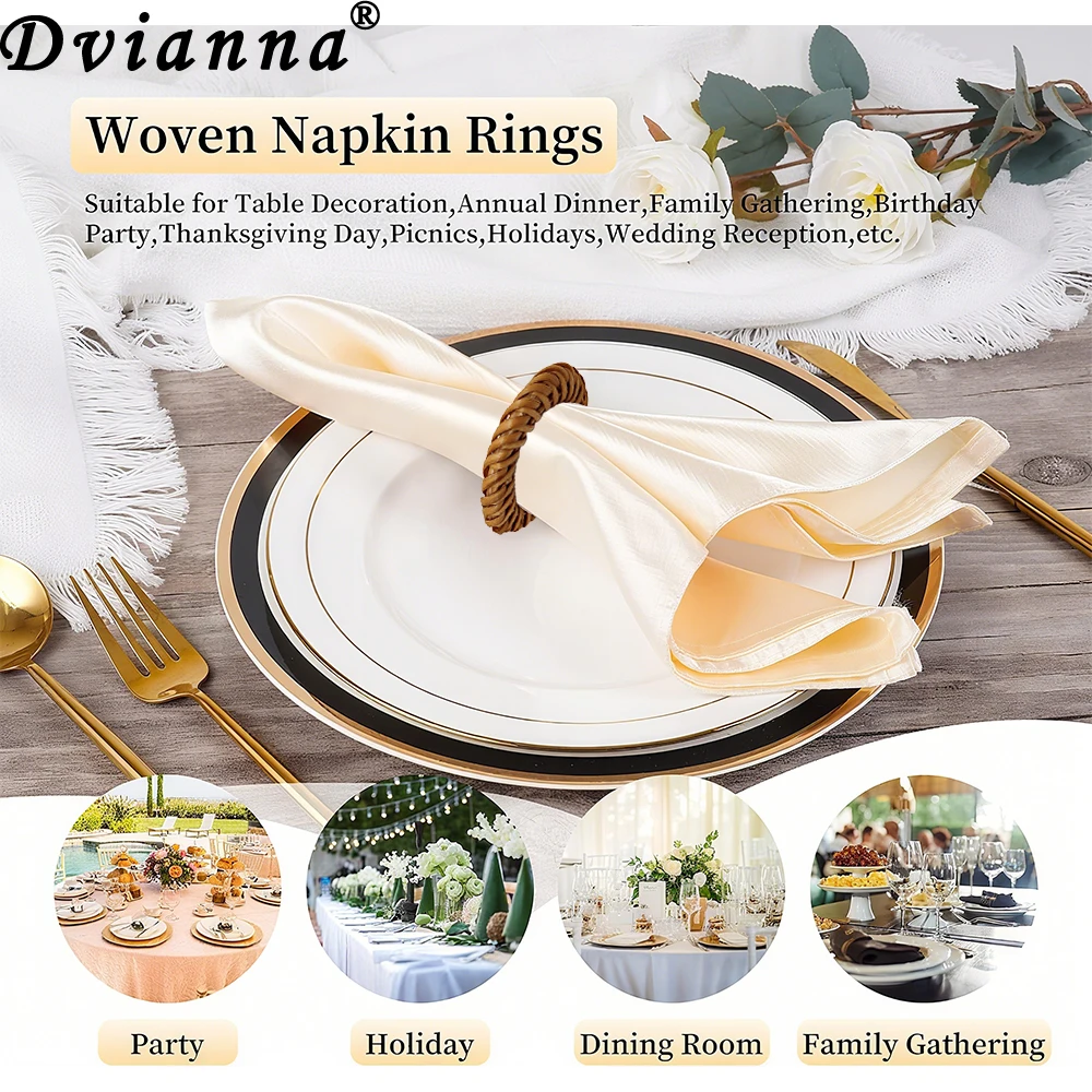 

10 шт., кольца для салфеток из ротанга, плетеные вручную натуральные пряжки для салфеток, держатель для фермерского дома, свадьбы, Дня благодарения, пасхального декора стола