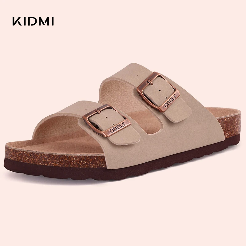 

Kidmi New Women Cork Footbed Sandals Outdoor Women Clogs Beach Sandals Classic Unisex Mules Open Toe Adjustable Buckle Sandals