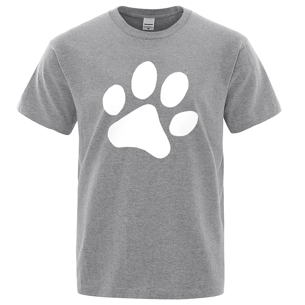 White Puppy Paw Print Man\'s T Shirts Comfy Crewneck Breathable Clothing Vintage Casual Men T-Shirts Oversize Vintage Tshirts