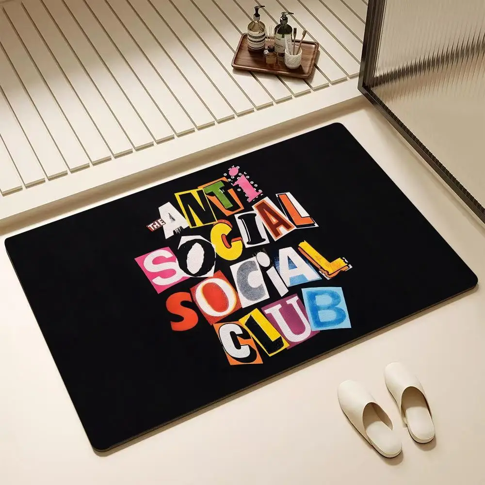 A-Anti Social Social Club Floor Mat Diatomite Bath Mat – Highly Absorbent, Non-Slip, Quick-Drying Bathroom Rug