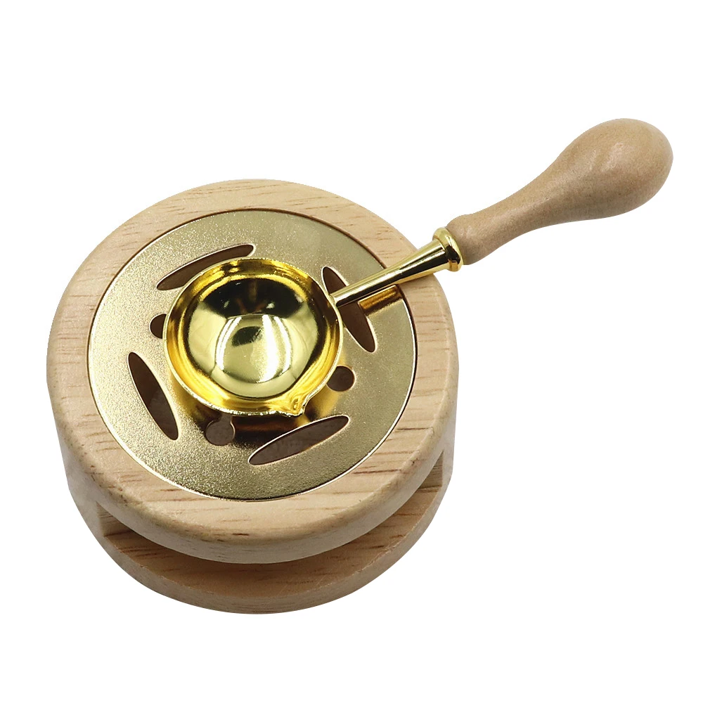 1set Wax Seal Warmer Kit, Houten Wax Seal Oven met Smeltlepel Seal Wax Smeltoven Tool voor het smelten van Lakzegelkralen