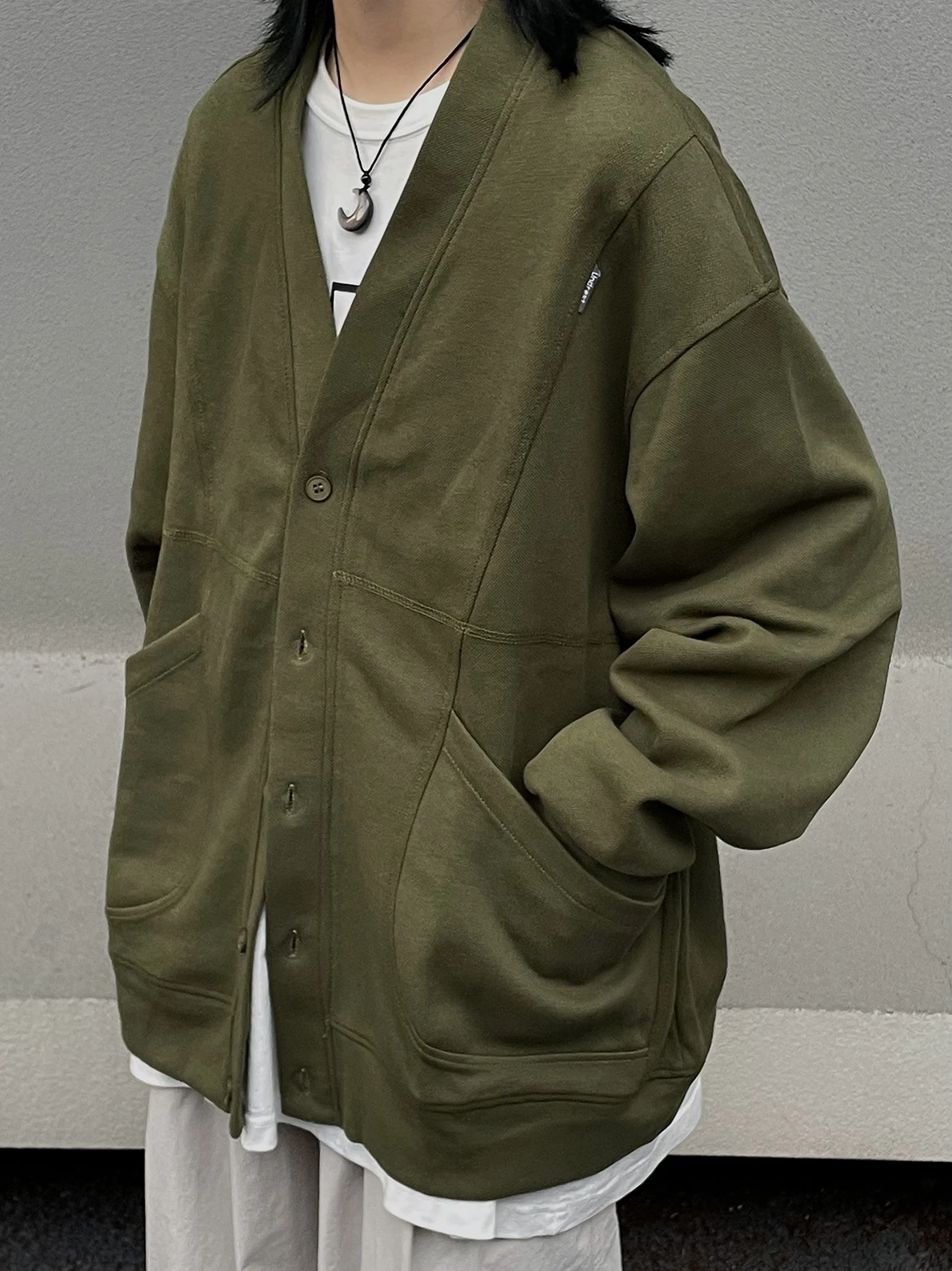 

Свободный повседневный открытый кардиган с v-образным вырезом, мужской джат, осенняя новинка, тонкая верхняя одежда без воротника для мужчин и женщин