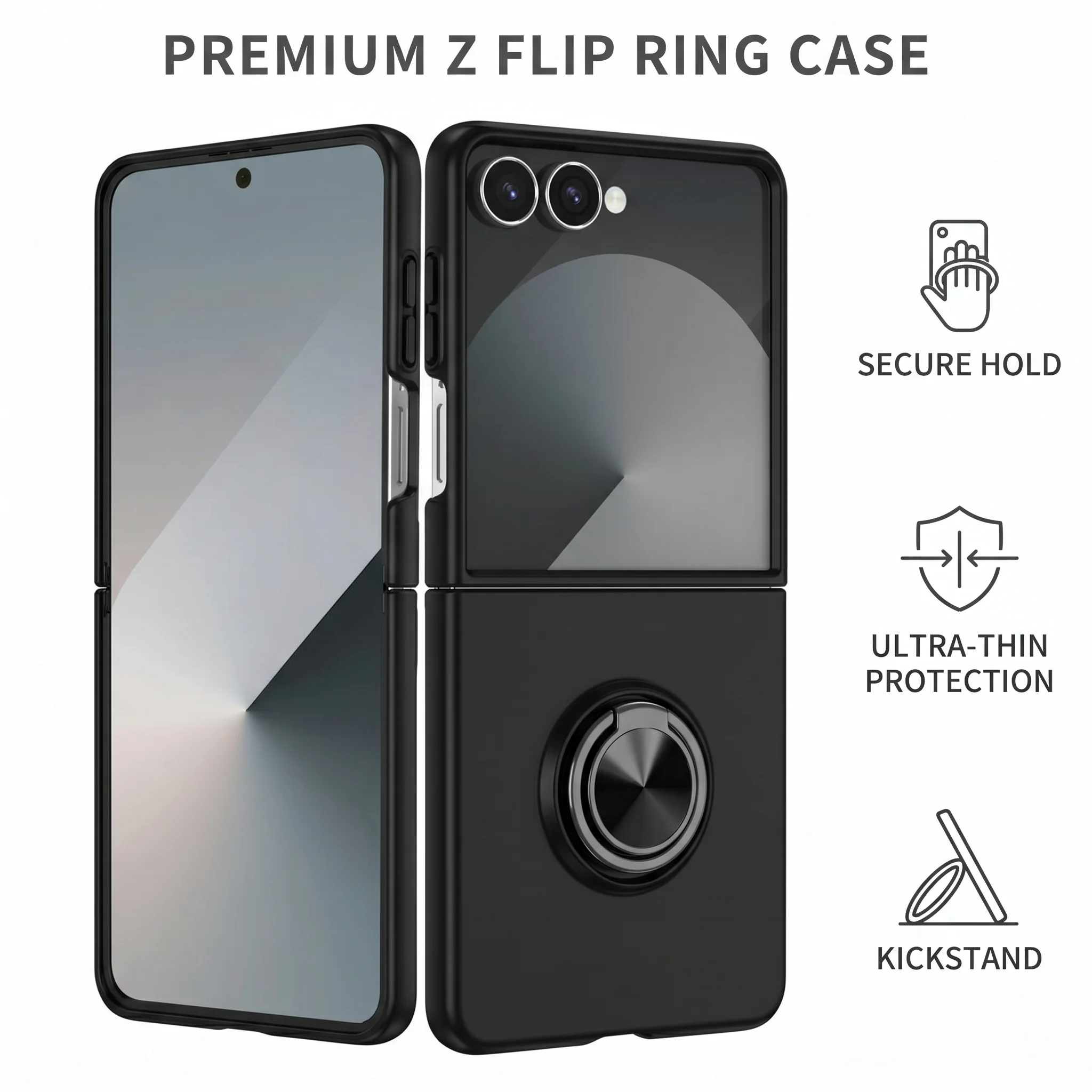 Fashion Bracket Ring Funda Cover for Samsung Galaxy Z Flip 7 6 5 5G Flip7 FE Flip6 Flip4 Flip5 Flip3 Flip 3 4 Cell Phone Case