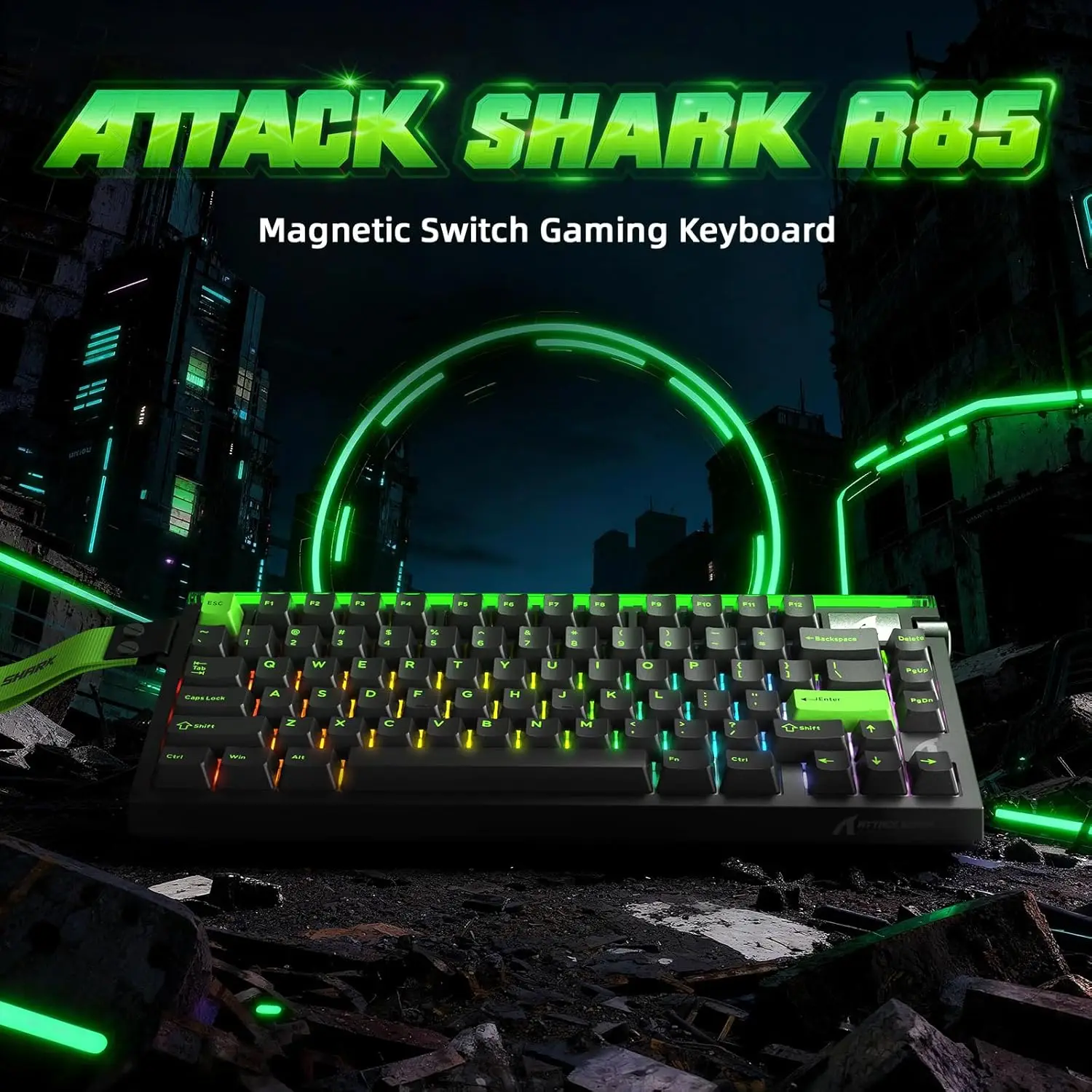 ATTACK SHARK R85 HE Wired 75% Gaming Keyboard, Magnetic Switch, 5 Layers, Multifunctional Software, RGB Light Box, Knob, 8000Hz