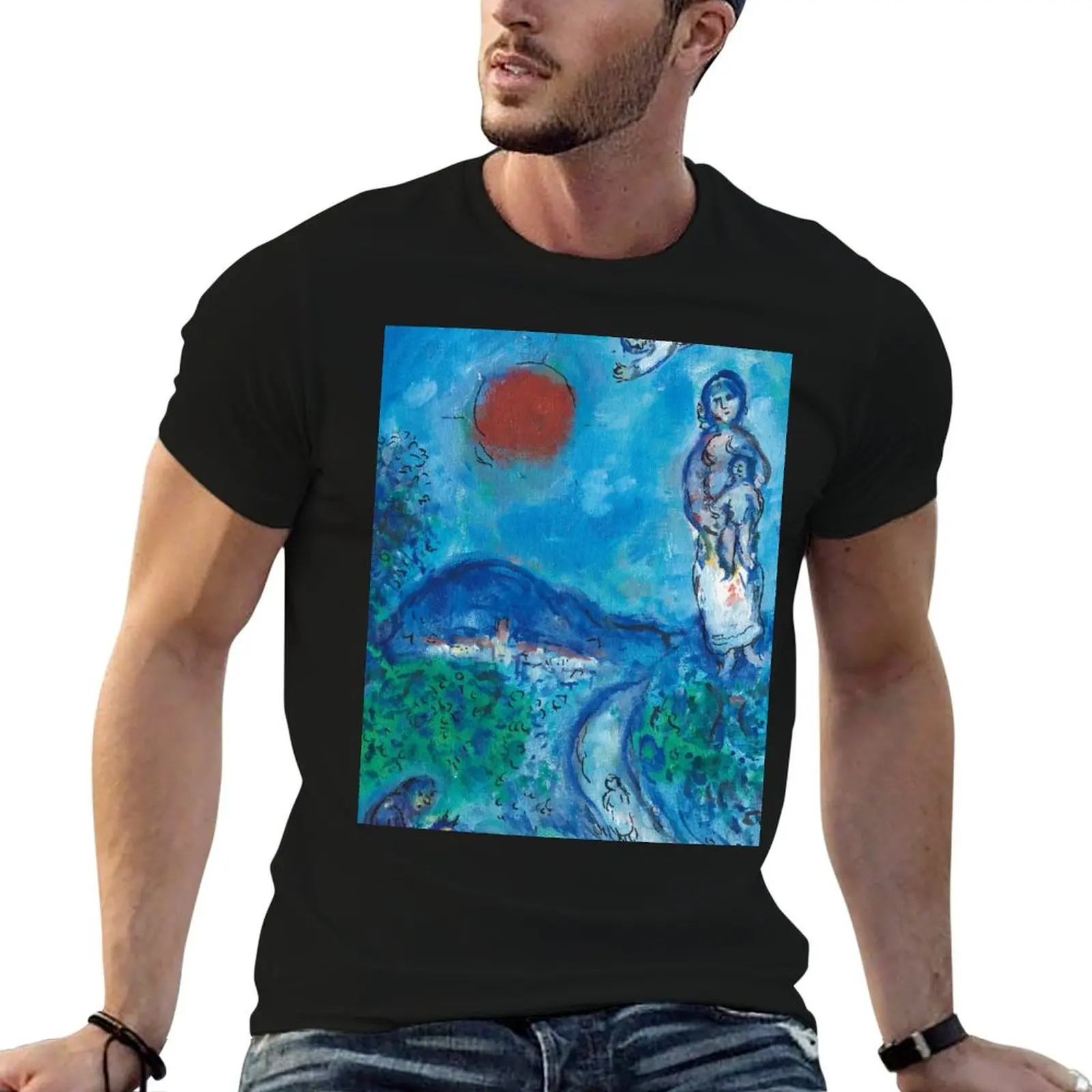 Marc Chagall Maternite au Soleil Rouge T-Shirt Casual Basic Short Sleeve T-Shirt