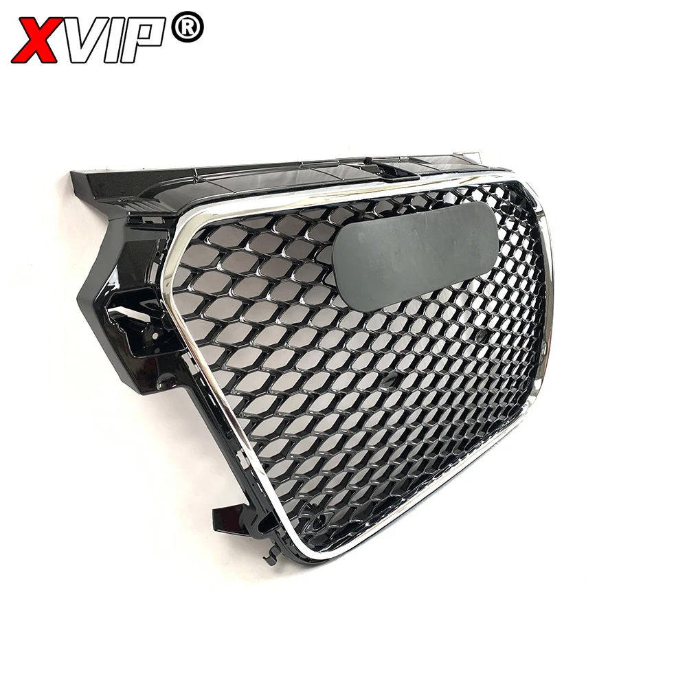 XVIP S1 Style Chrome Frame Front Bumper Grille Fit For Audi A1 8X 2011-2015 Silver Frame+Chrom Ring To RS1 Style Upper Grille