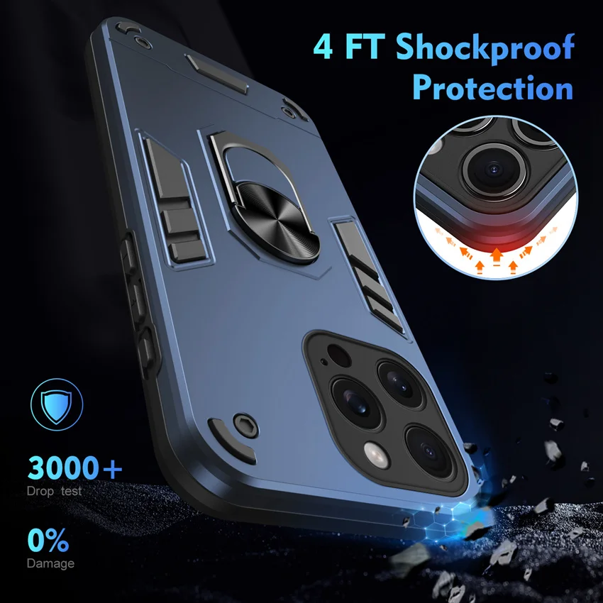 Armor Shockproof Coque For Redmi Note 10 10C 12 12C 10S 11S 11 12 Pro 5G A1 A2 Plus Case Car Magnetic Ring Stand Protect Cover