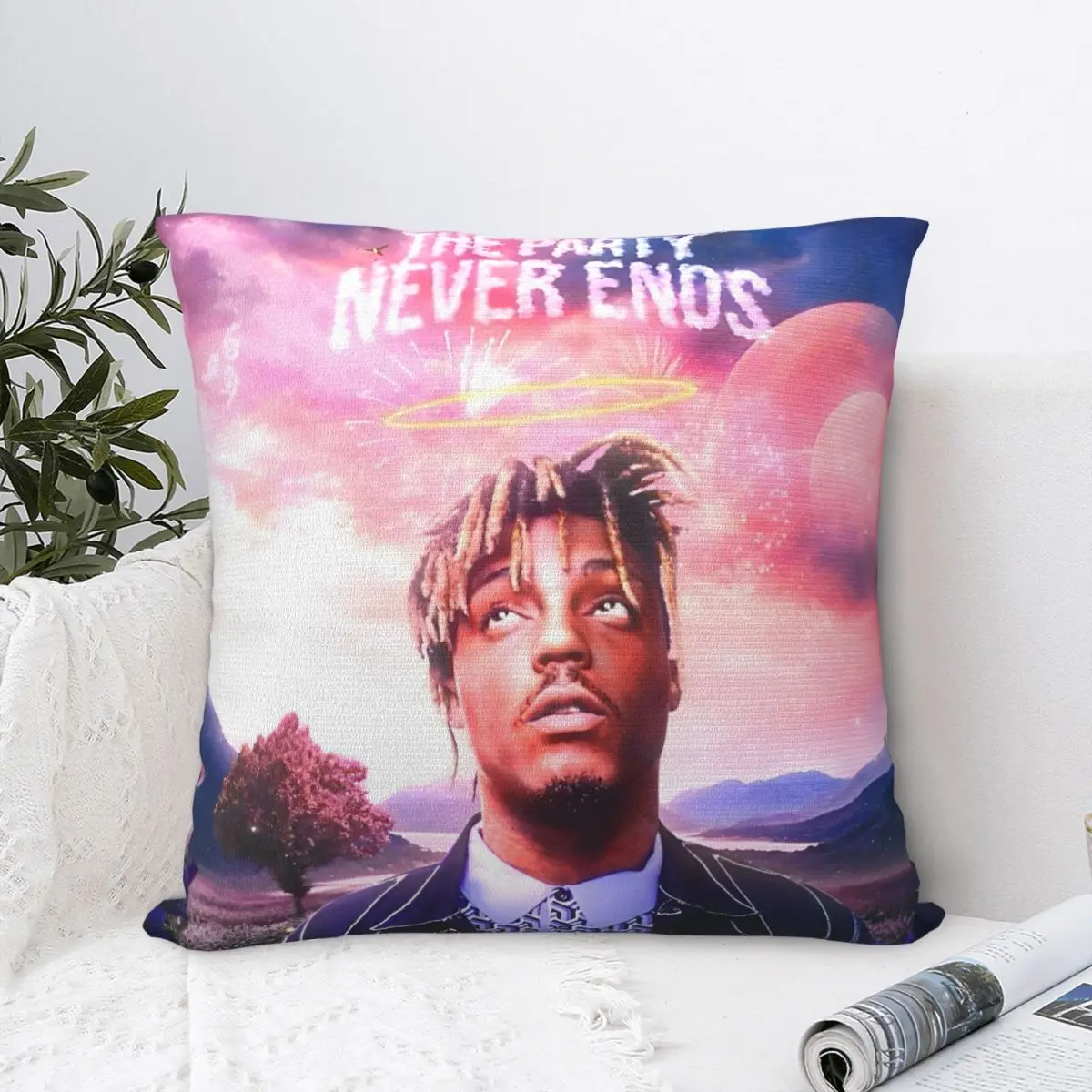 Juice Music Wrld Square Pillowcases Polyester Couch The Party Never Ends Cushion Cover Cool Decor Pillowcase 40*40