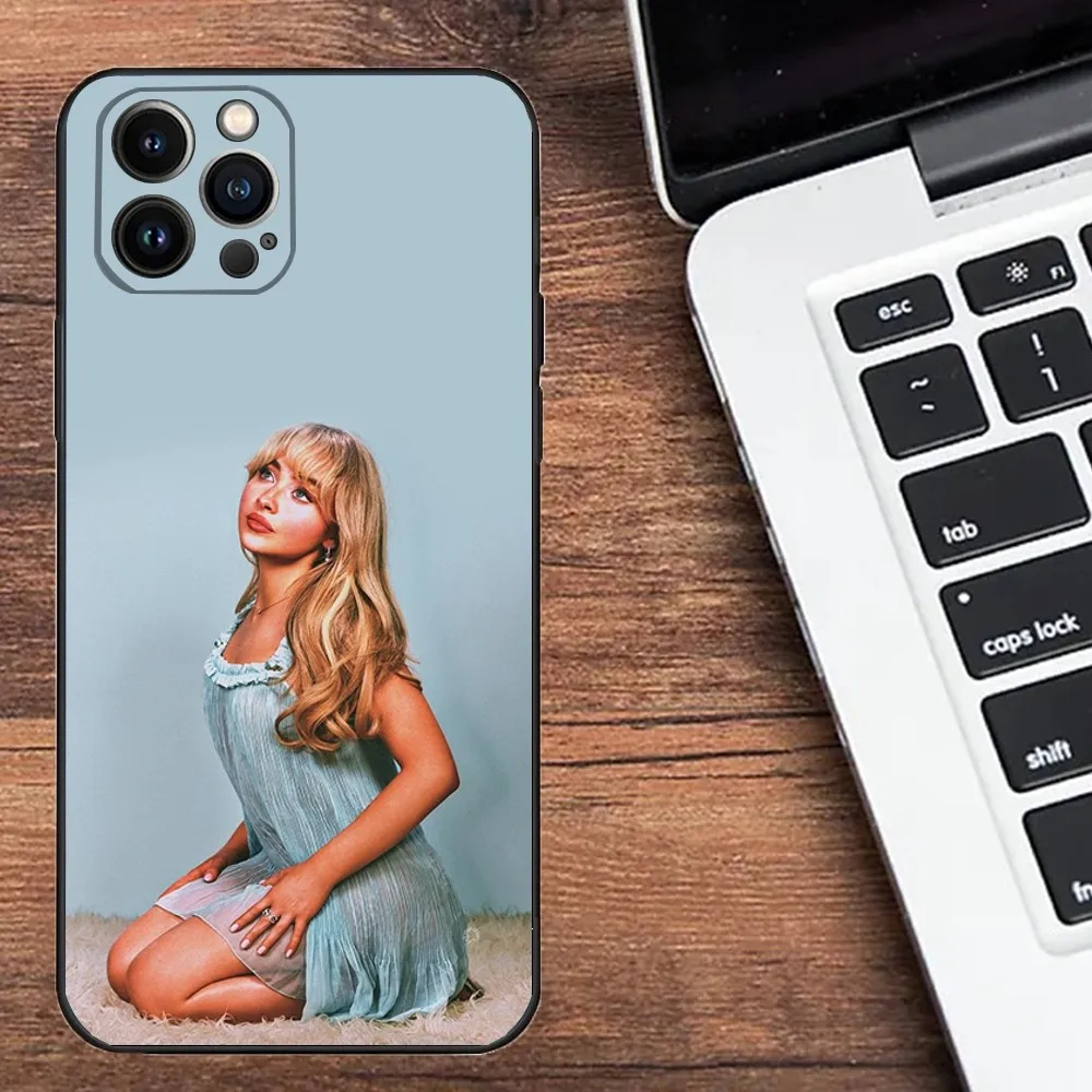 Singer Sabrina C-Carpenter Phone Case For Apple iPhone 15,14,13,12,11,XS,XR,X,8,7,Pro,Max,Plus,mini Silicone Black Cover