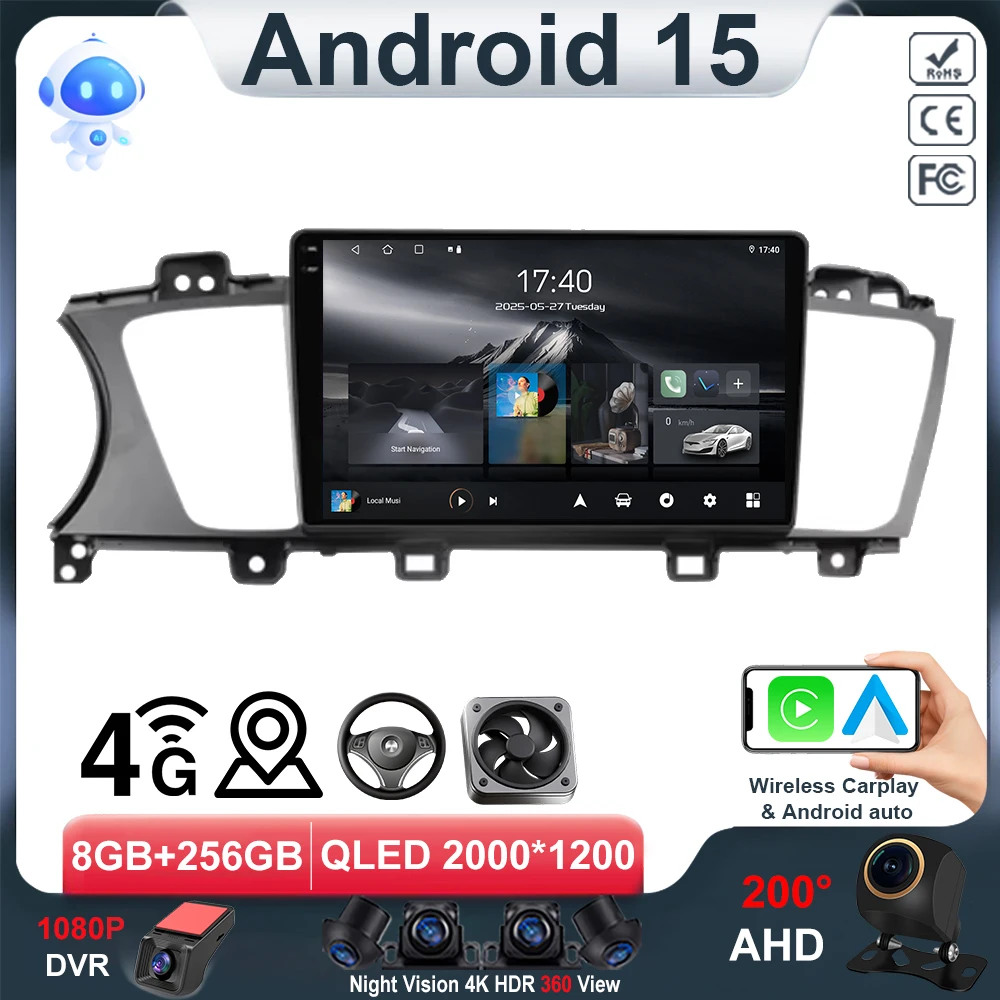 

Автомобильный радиоприемник Android 14 для KIA K7 Cadenza 2013-2017, стерео Мультимедийный Плеер с Wi-Fi, GPS-навигацией, DVD, высокопроизводительным процессором