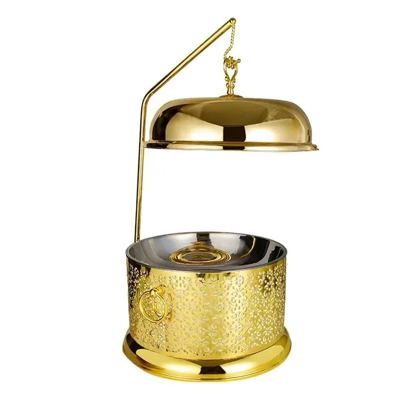 Luxury 8L Stainless Steel Chafing Dish Buffet Set Alcohol-Fueled Modern Design Gold Hanging Food Warmer Equipment 85-100C