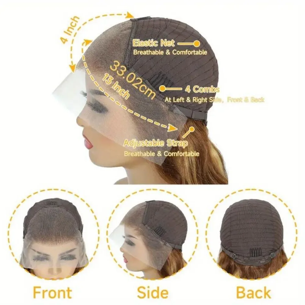 Highlight Curly Wig 13x4 Lace Front Human Hair Wigs For Women Glueless HD Deep Wave Lace Frontal Pre Plucked Wig 4/27 Colored - view 5