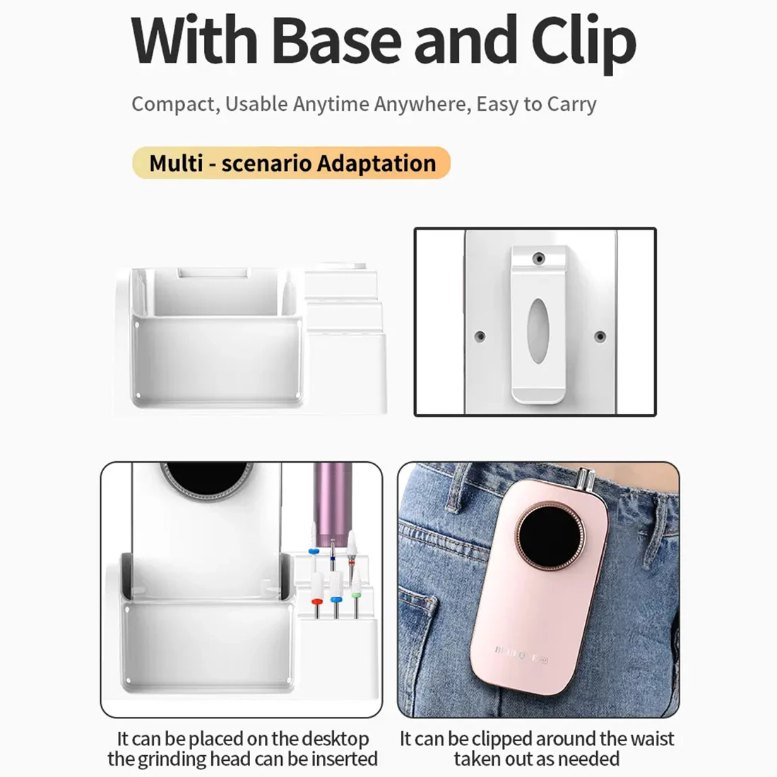 Perceuse à ongles électrique professionnelle, Rechargeable à grande vitesse, avec bande de sable et embout