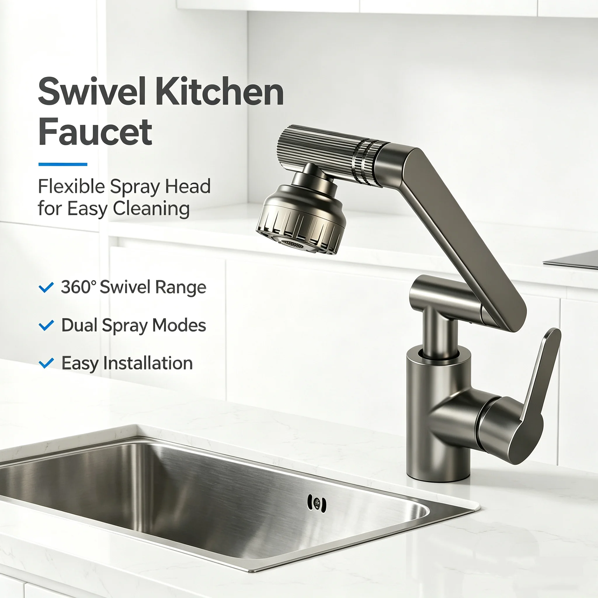 Mechanical Style Single Handle Mixer Tap Universal Hot and Cold Water Faucet Replacement for Kitchen Bathroom Sink