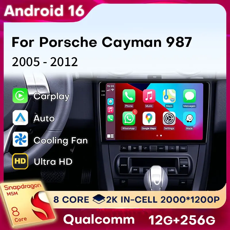 Android 16 Carplay For Porsche Cayman 987 2005 - 2012 4G LTE 2din Player Audio Navigation Video Multimedia DSP Auto BT Car Radio