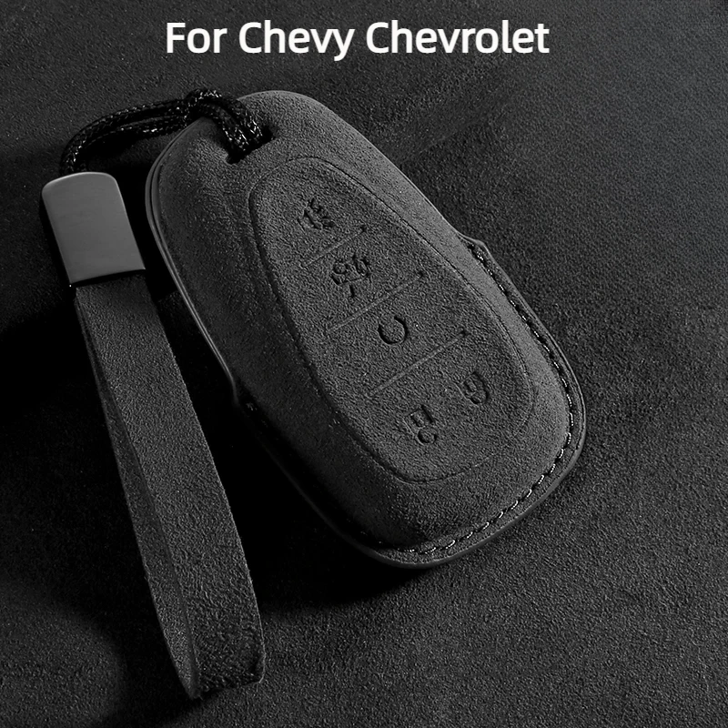 

5 Button Suede Car Key Case Cover For Chevy Chevrolet 2017 2018 2019 2020 2021 Chevy Malibu Camaro Trax Traverse Protector Shell