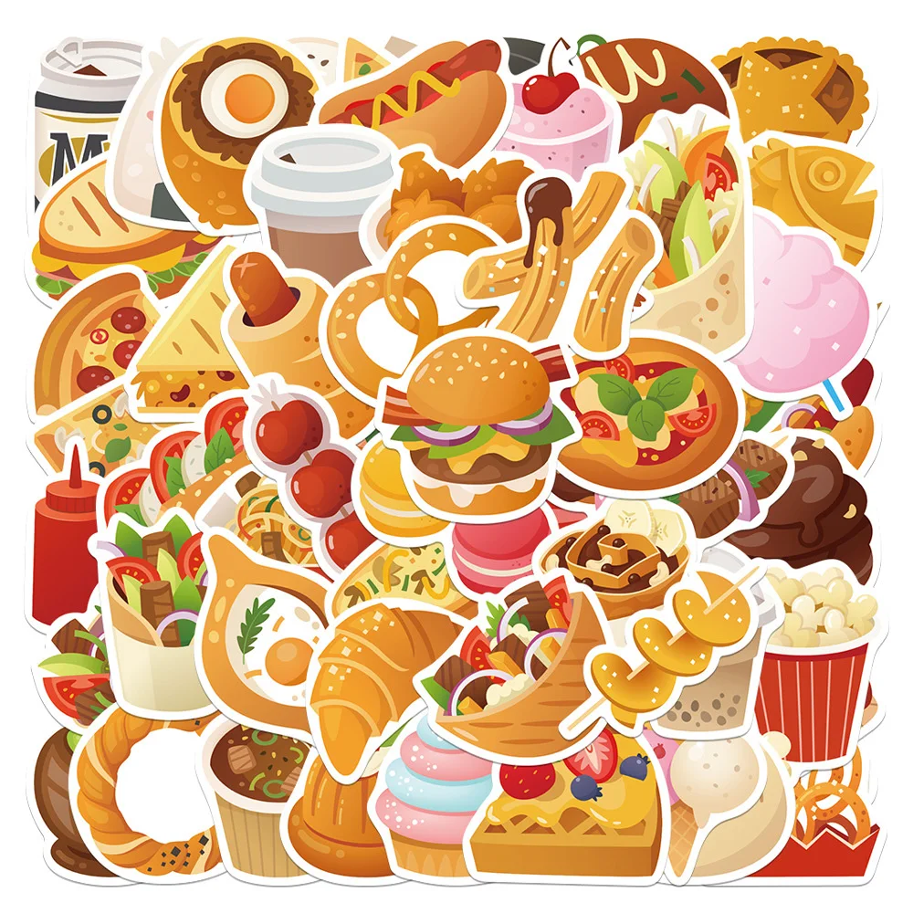 

10/30/60pcs Cartoon Food Cute Stickers Graffiti Decals DIY Fridge Water Bottle Notebook Waterproof Sticker for Kids Classic Toys
