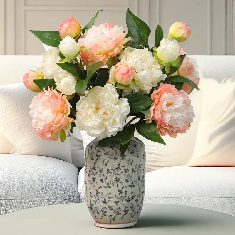 19 Zoll Pfingstrose künstliche Blumen gefälschte Blumen Vintage Home Decor Wohnzimmer Schlafzimmer Hochzeit Arrangement Fotografie Prop