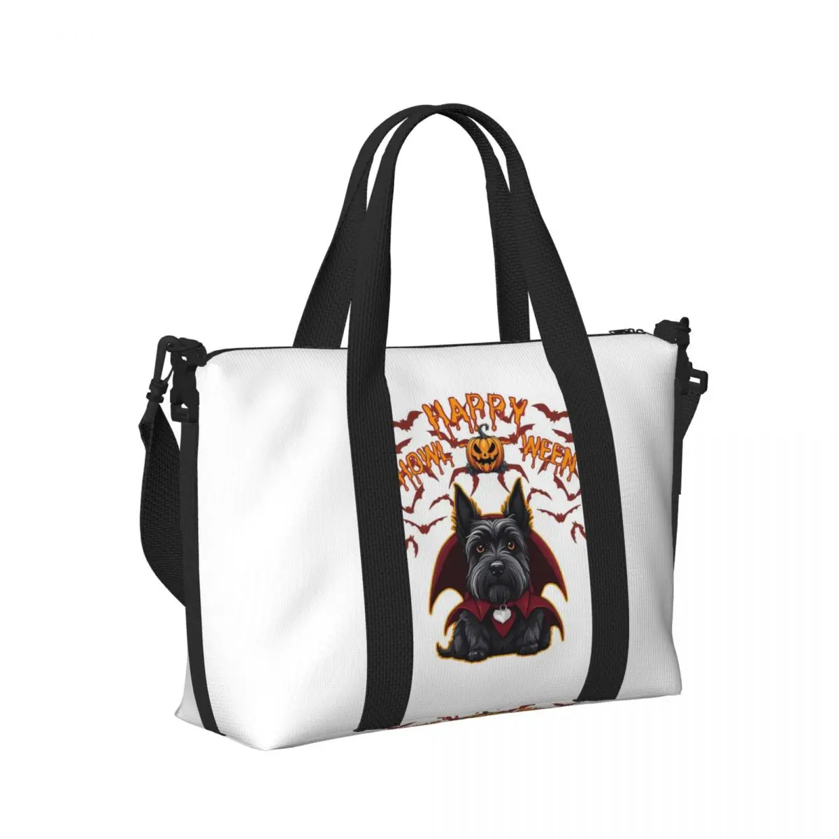 

Черная пляжная дорожная сумка для любителей шотландского терьера, большая вместительная сумка-тоут для спорта, женская дорожная сумка для покупок