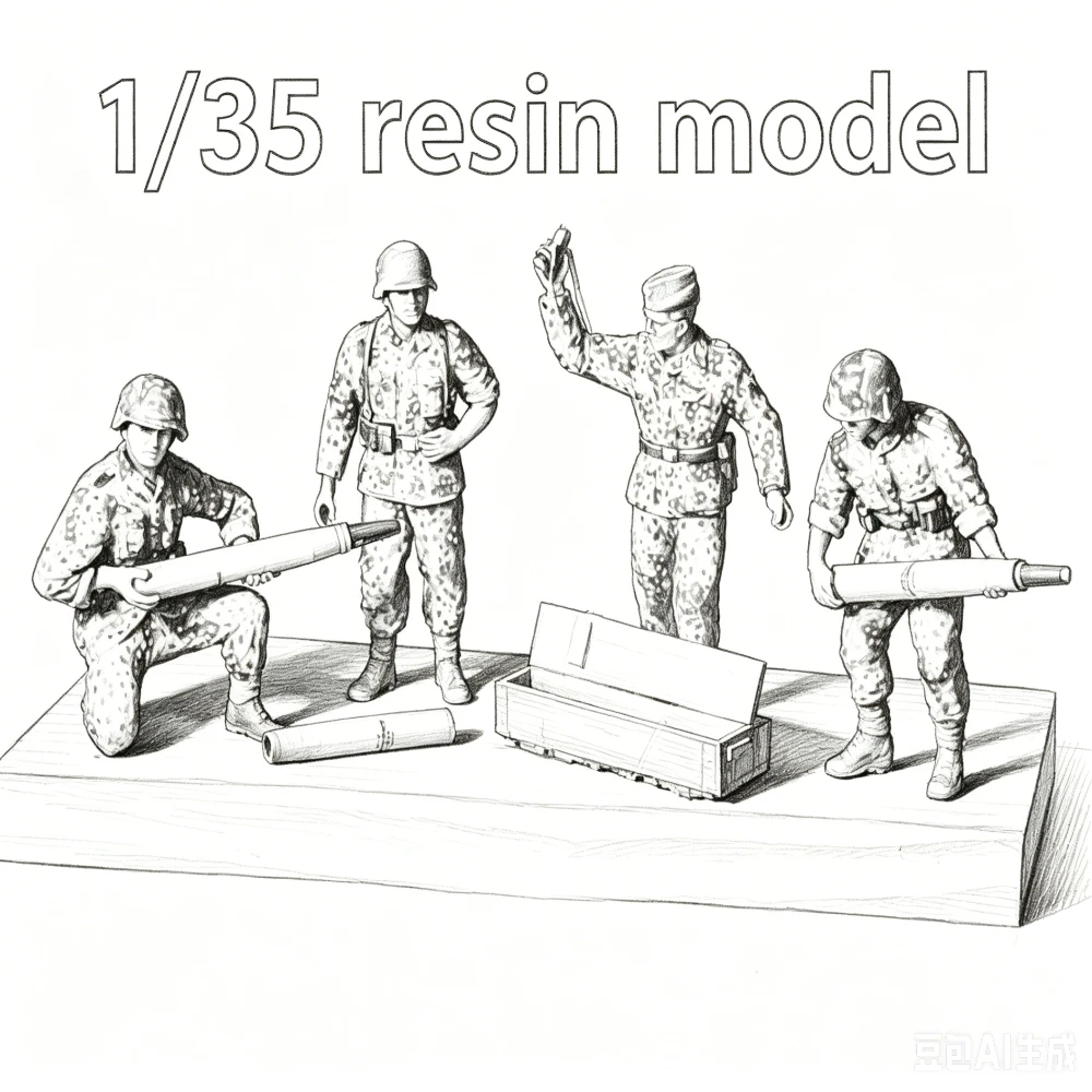 1/35  Artillery 4 Soldiers Resin GK Kit Unpainted Unassembled  Military Miniature Diorama Figure