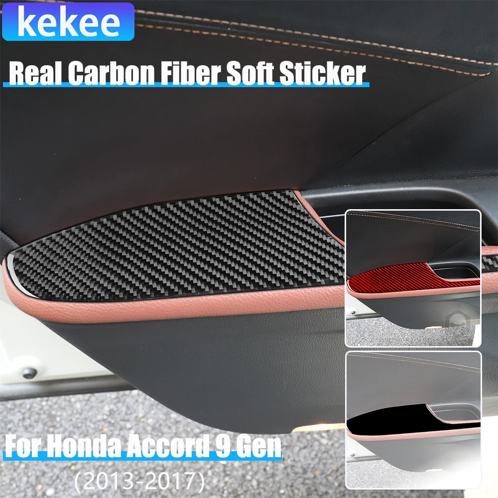 

Настоящее углеродное волокно, автомобильные аксессуары, дверной подлокотник, декоративная панель, мягкая наклейка для Honda Accord 9 поколения 2014 2015 2016 2017