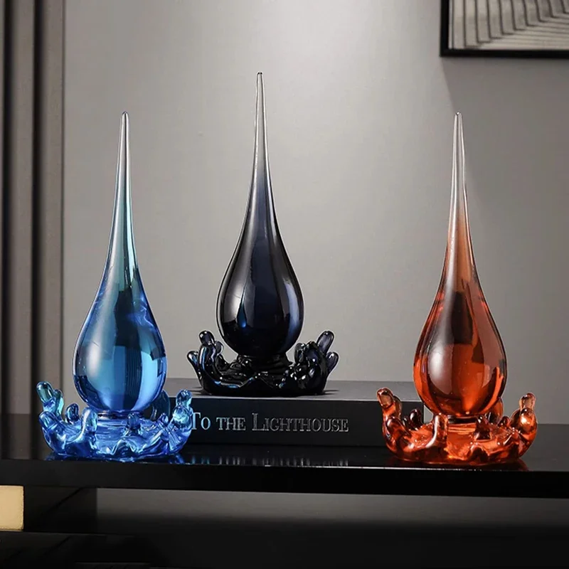 

Modern Home Decor Creative Transparent Resin Water Drop Sculpture LivingRoom Wine Cabinet Foyer Table Decoration And Accessories