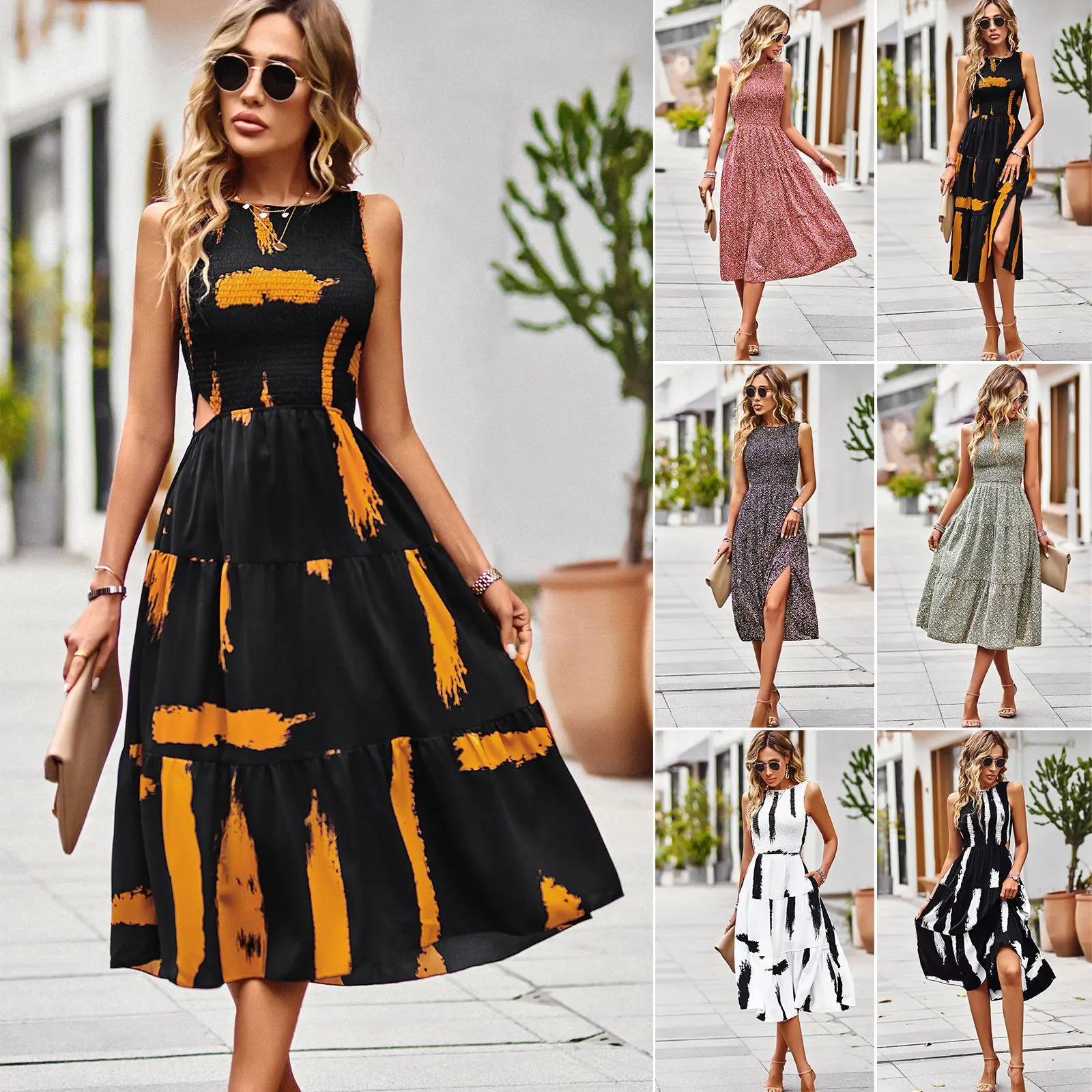 

Elegant Floral Print Maxi Dress Women's Summer 2025 Sleeveless Gown for Stylish And Sophisticated Fashion