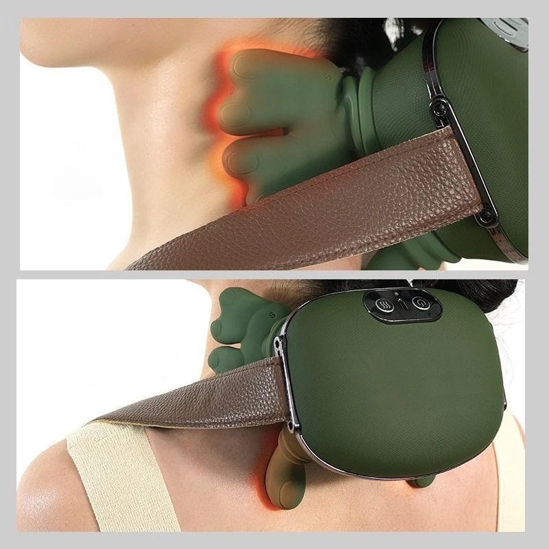 

Bionic Neck Shoulder Massager Heated Back Massagers Electric Kneading Muscles Massage Pillow Neck Waist Leg Body 3-Level Modes