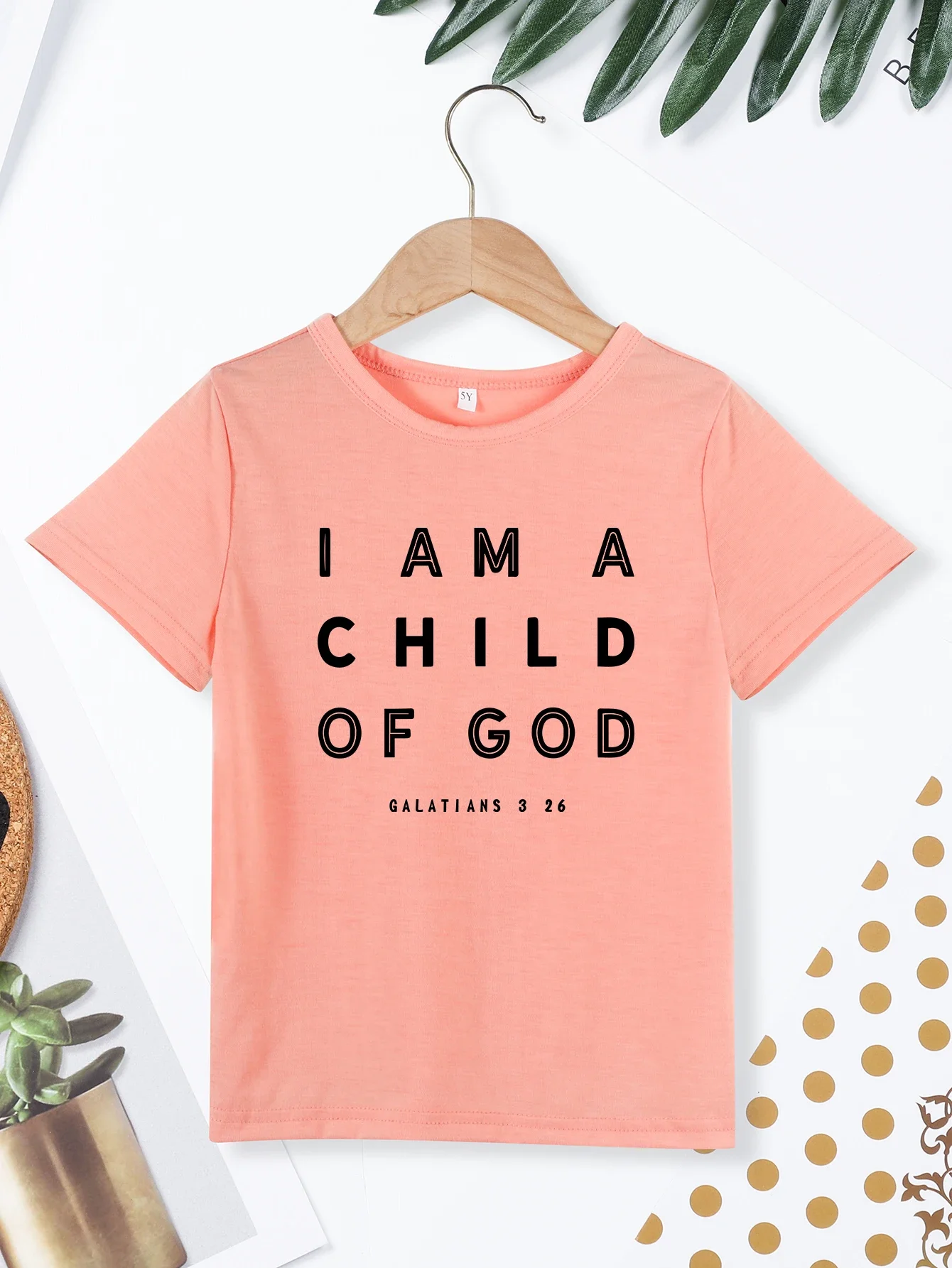 Boys Girls Casual Slogan Tees ''I Am A Child Of God'' Print T-Shirt Short Sleeve Crew Neck Comfort Fit For Daily Outfit Leisure