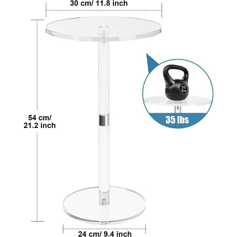 Tekvizk-Mesa de acrílico para sala de estar, mesas laterales transparentes para espacio pequeño, dormitorio, baño, oficina, negocios al aire libre