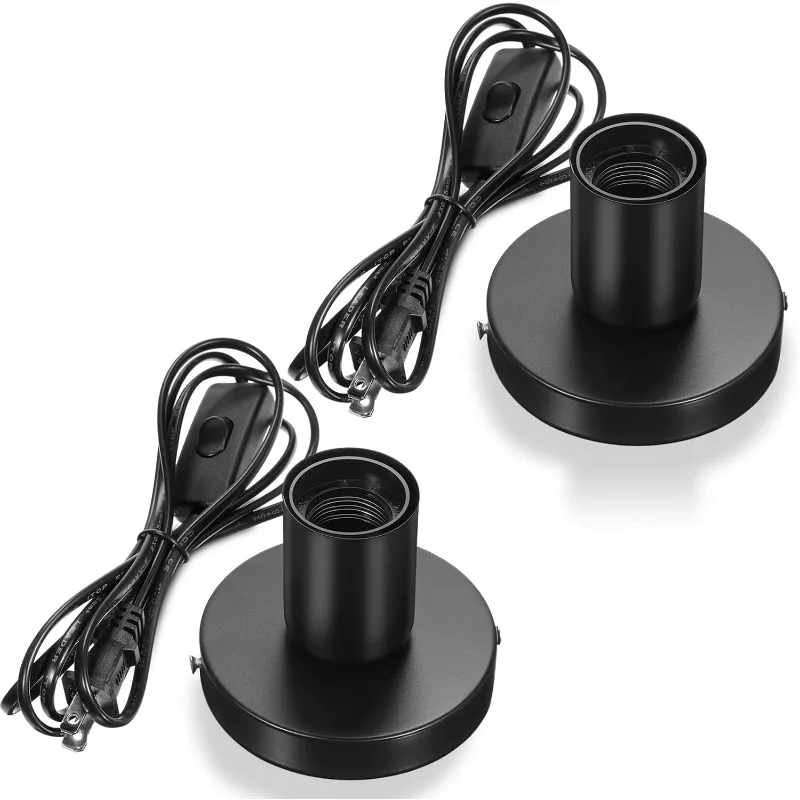 

Tuanse 2 Pcs Polished Metal Desktop Lamp Base E26 E27 Screw Light Bulb Holder Sockets Night Light Base Lamp Replacement for Hold