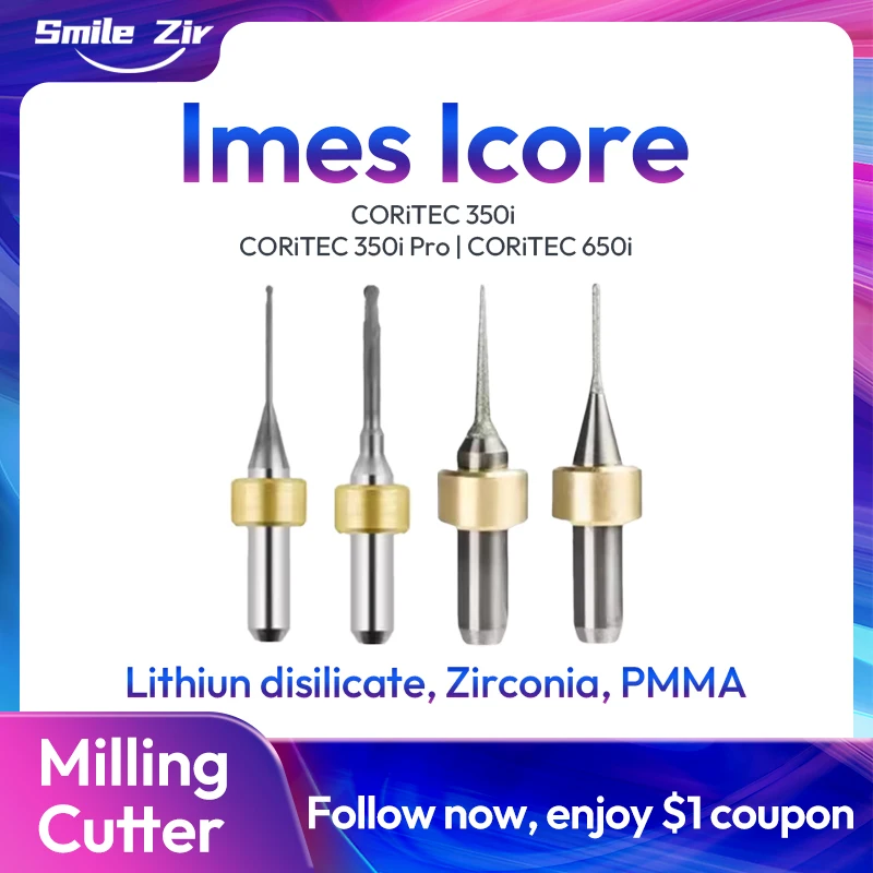 

IMES ICORE CORITEC 350i 650i DC Zirconia PMMA Milling Cutter 6mm Lithium Disilicate Glass Ceramic Milling tool For Dental Lab