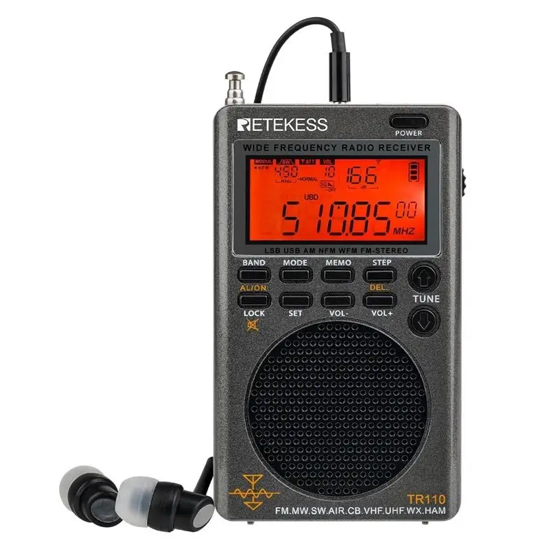 2025 Retekess TR110 Radio FM Receiver Portable Shortwave Radios AM FM All Waves Band CB AIR Band Ham Radio SW MW LSB VHF UHF