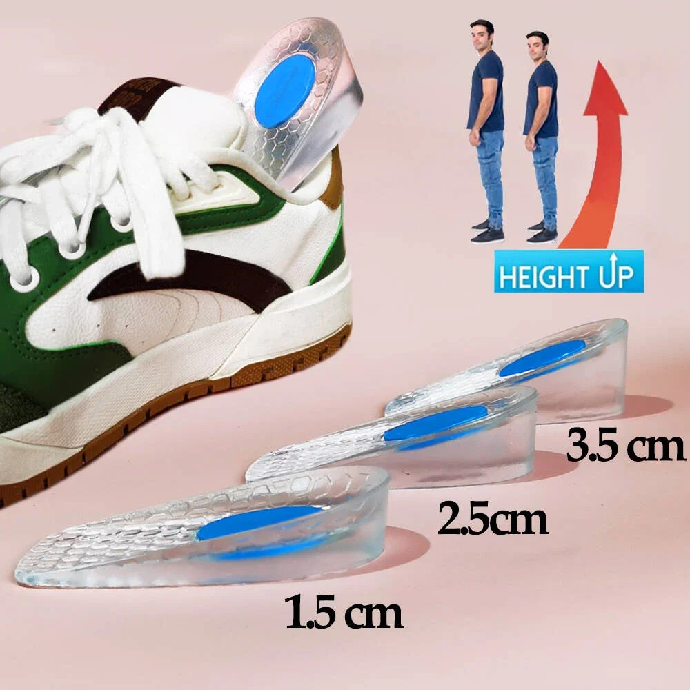 

Silicone Height Increase Shoe Insoles for Heel Lift Inserts Soft Gel Heightening Insoles for Shoes Men Women Heel Cups Foot Pads