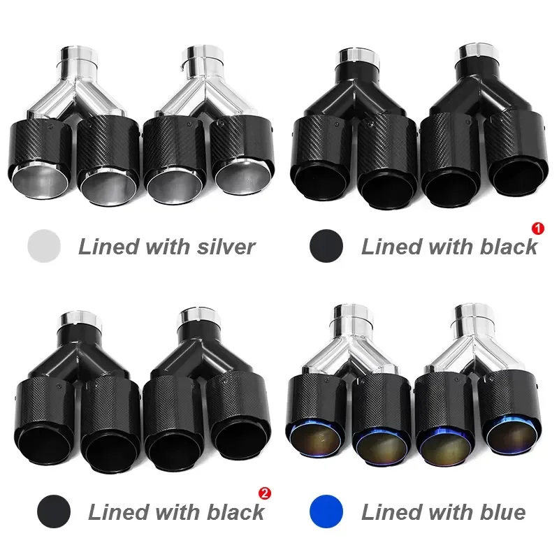 SYPES Black Glossy Real Carbon Fiber Stainless Steel Universal AK Y Style Exhaust System Muffler Tip Exhaust Pipe Exhaust Tip