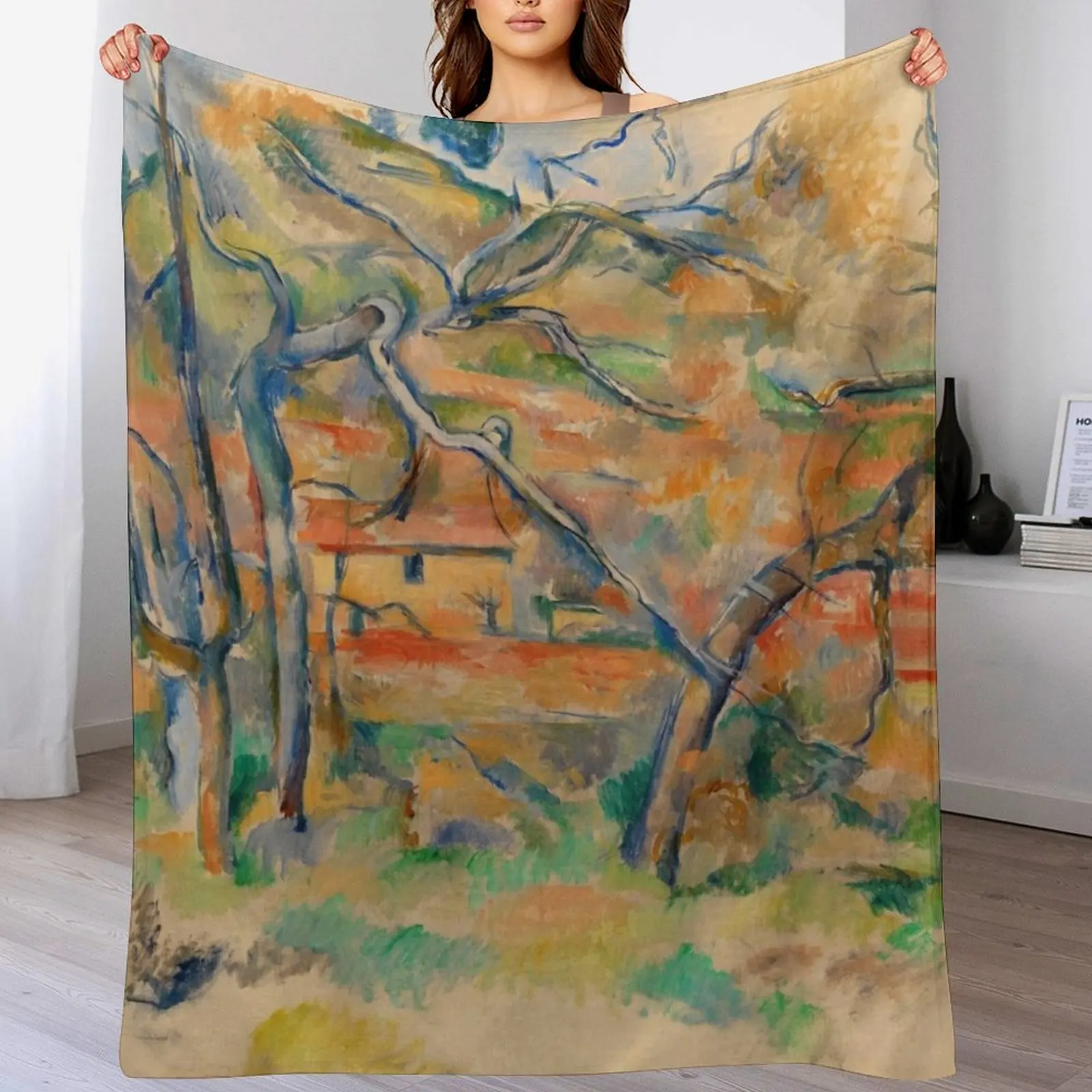 New Paul Cézanne - Tr?r og hus, Provence Throw Blanket Polar Blankets For Bed Blankets