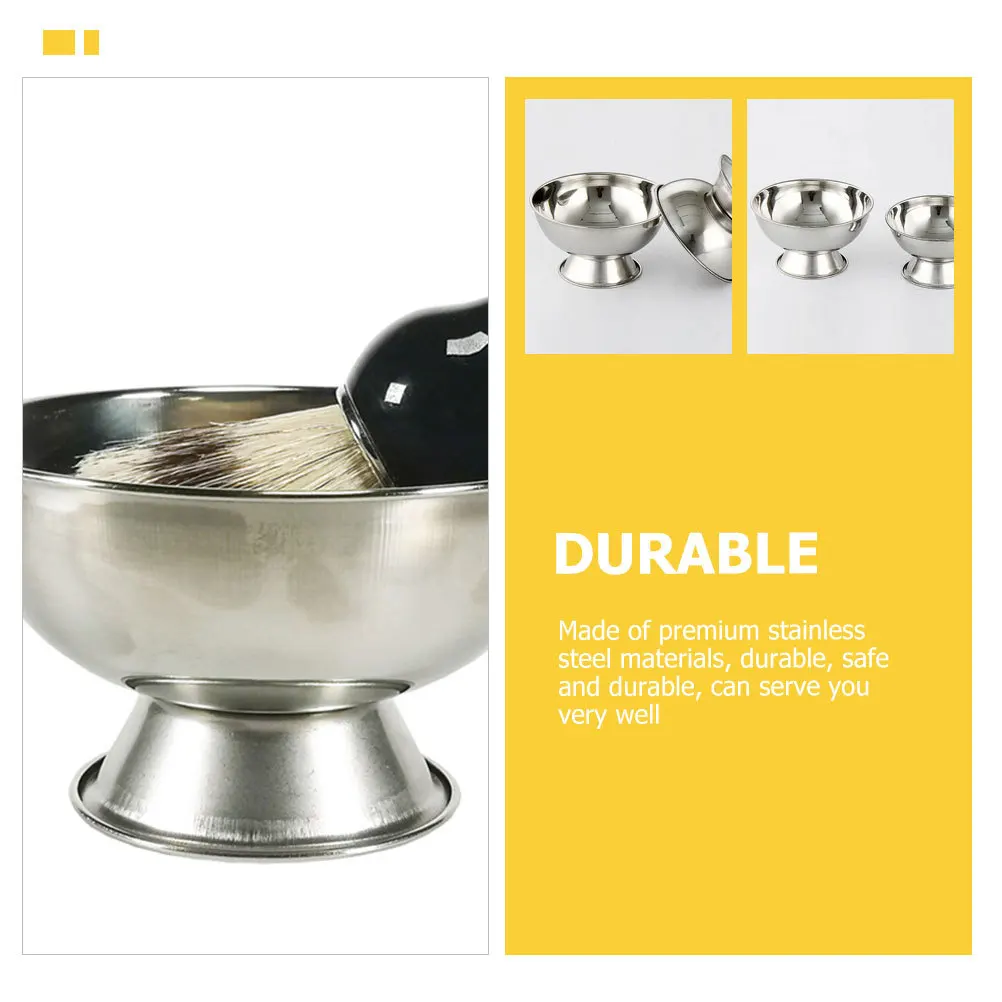 Stainless Steel Shaving Bowl with Footed Base Large Capacity Reusable Metal Shave Cup for Men Portable Grooming Tool Household