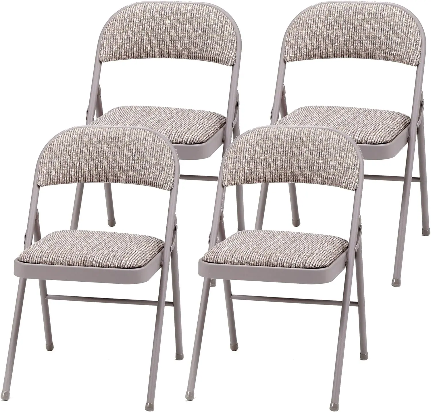 Sudden Comfort Deluxe Portable Metal Fabric Padded Chair for Home, Outdoor and Office Use with Contoured Backrest Gray (4 Packs)