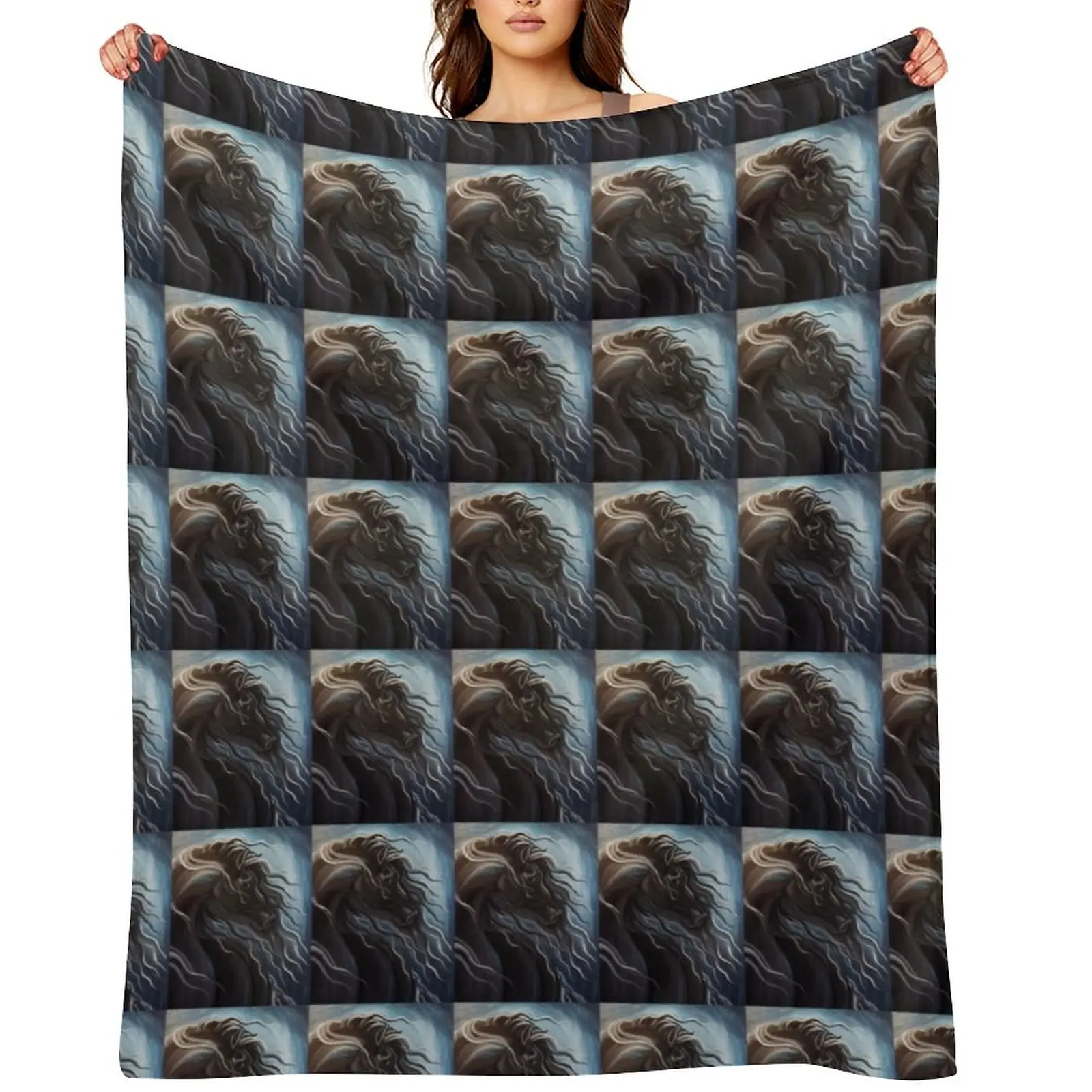 

Friesian Storm Throw Blanket warm for winter Soft Plaid bed plaid Hairys Blankets
