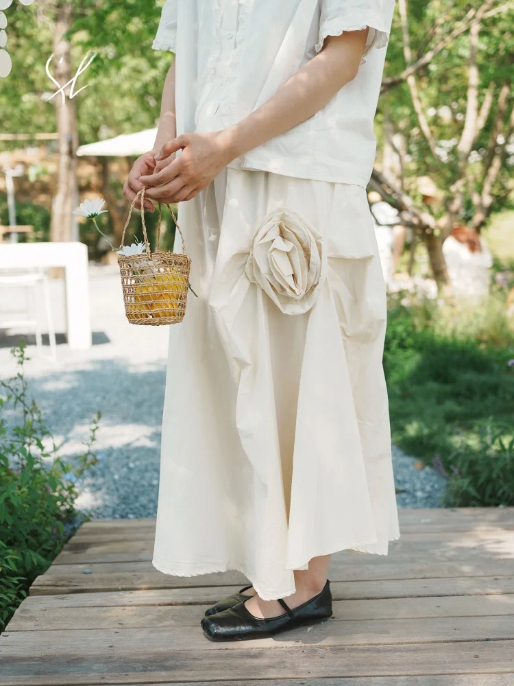 

Юбка миди женская летняя из чистого хлопка с принтом роз, асимметричная, комфортная, из хлопкового материала, силуэт А-силуэт