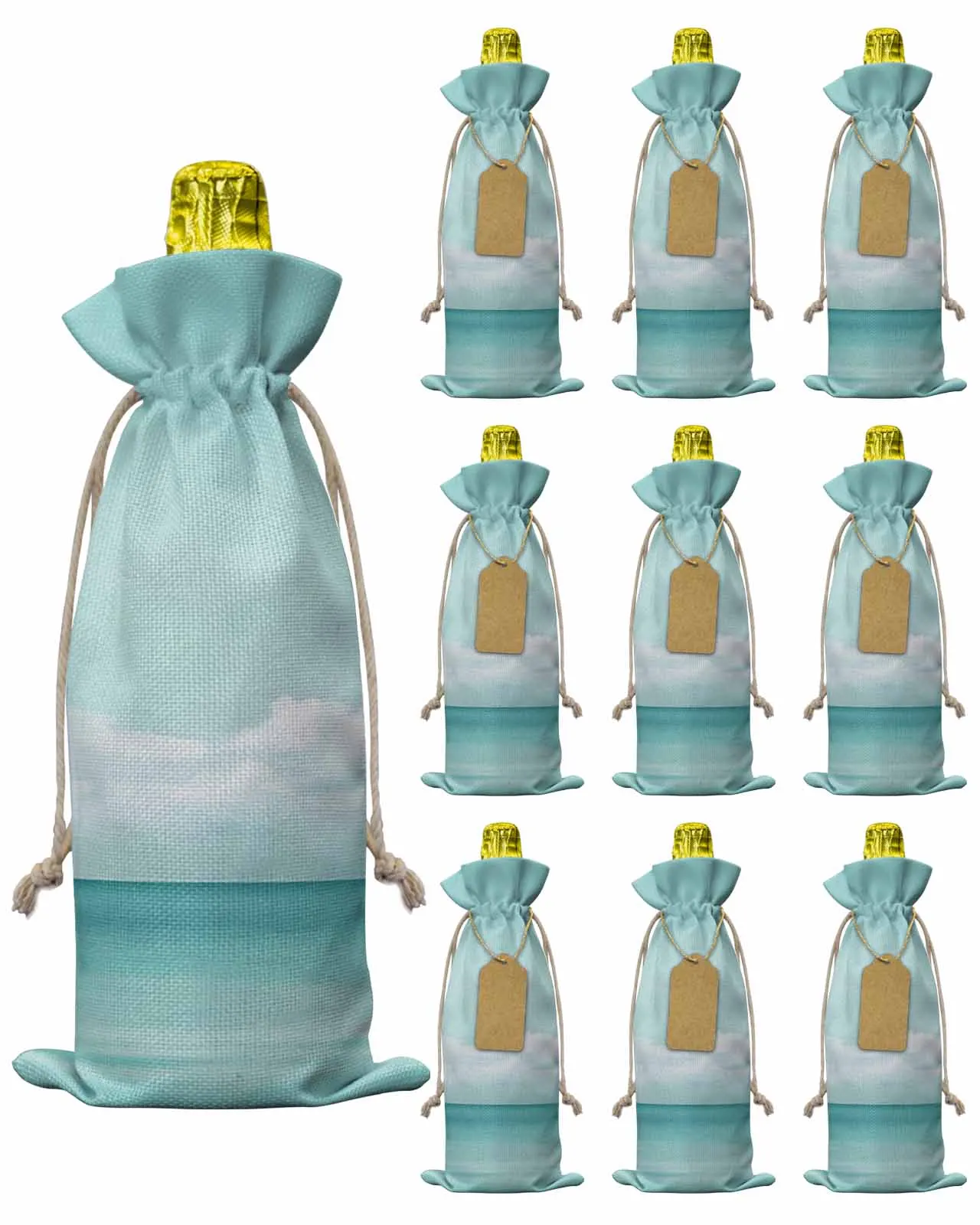 

10pcs Wine Bottle Covers Vintage Sky Clouds Wine Holder Carrier Packaging Bag Wedding Party Decor Gift