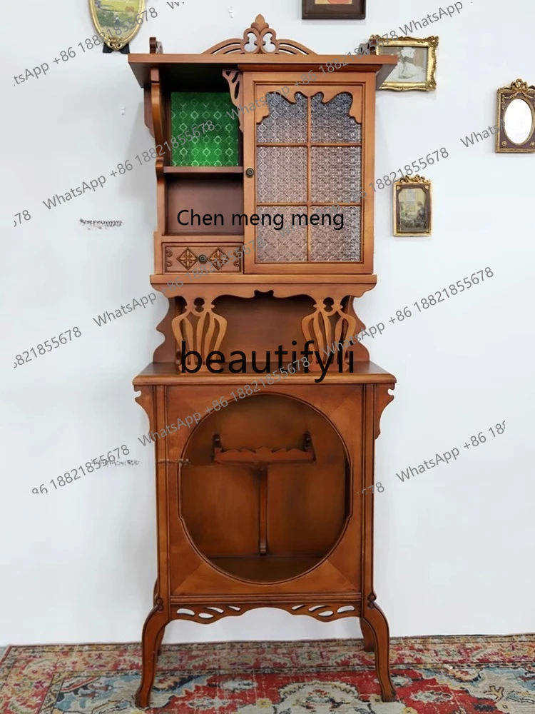 

Nostalgic wine cabinet design, space retro decorative cabinet, homestay mansion hotel display cabinet H