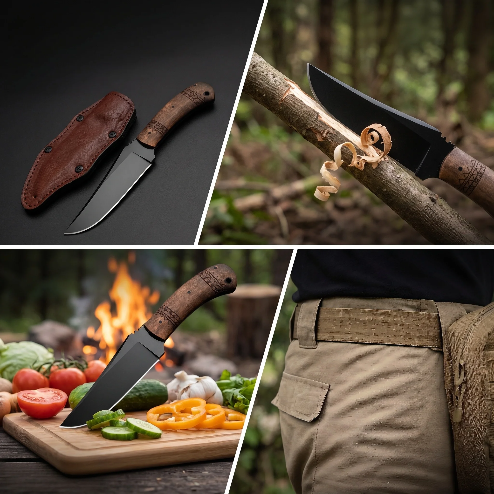 High quality men's gift knife, durable and high hardness, suitable for outdoor camping and hiking, portable with storage cover a