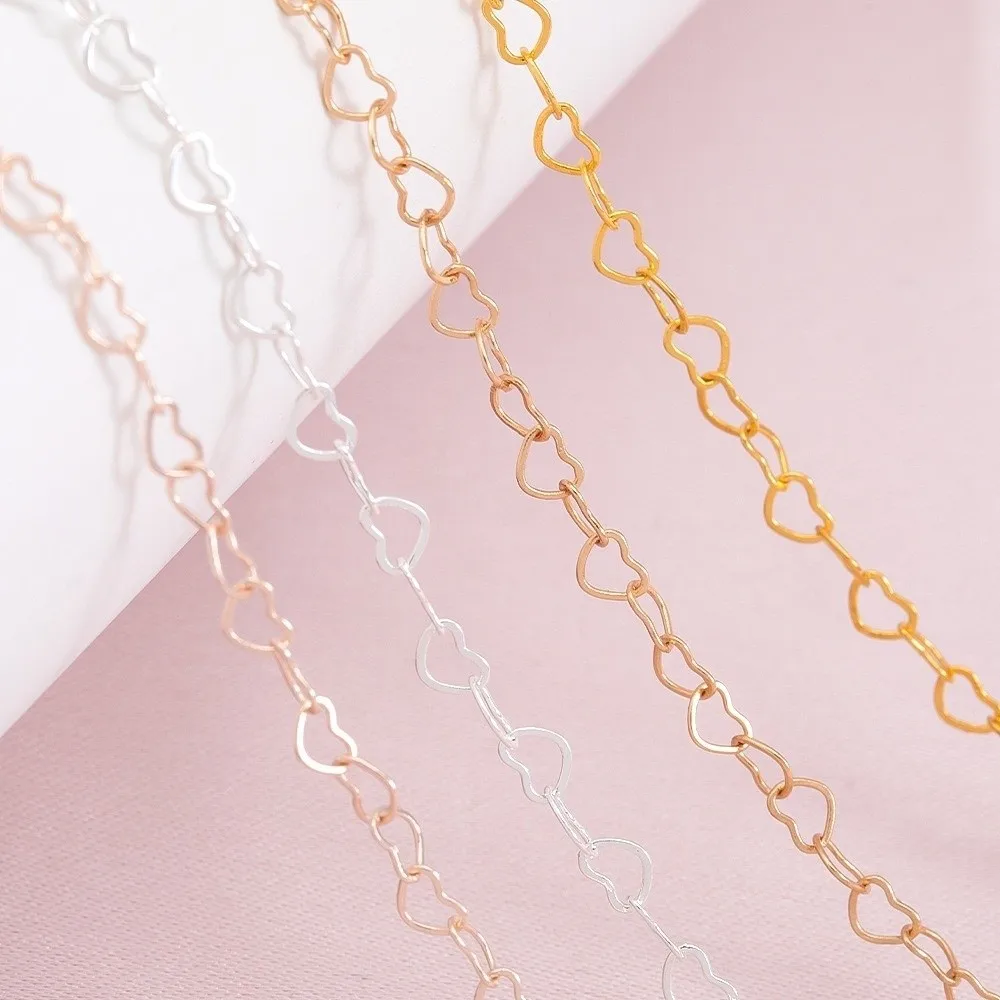 1 Meter/5 Meters Length Love Heart Chain 3mm Width Copper Chain Findings Heart Shape Copper Links Chain DIY Jewelry Making