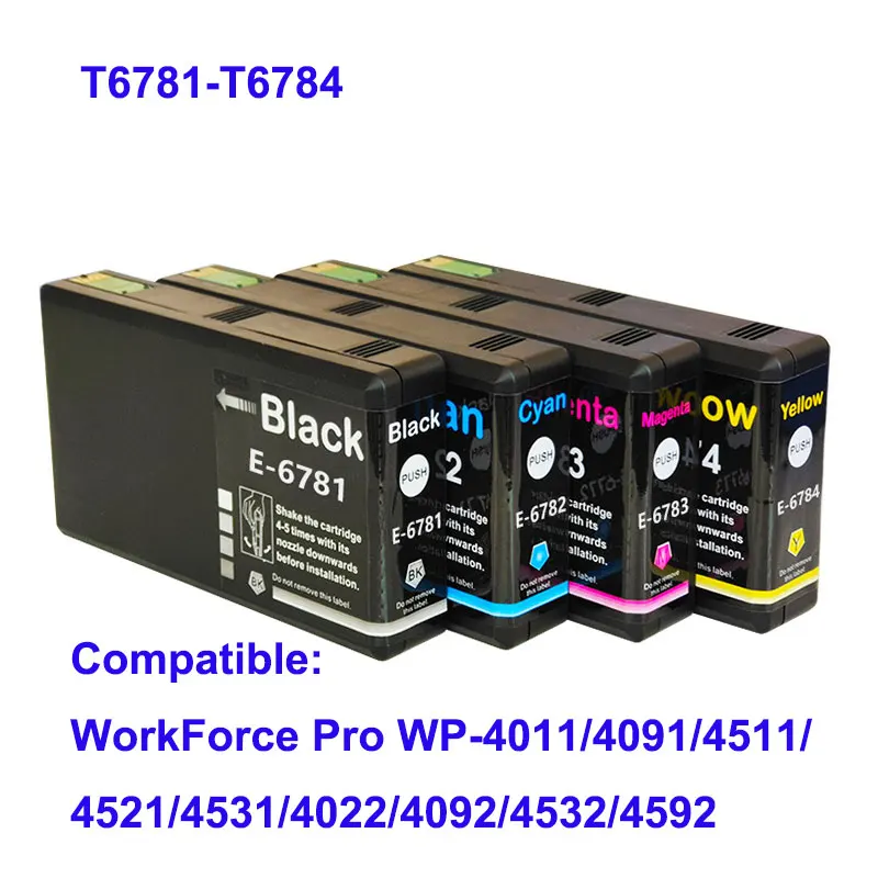 Compatible Ink Cartridge For Epson 678 T678 T6781 T6782 T6783 T6784 WorkForce Pro WP-4011 WP-4091 WP-4511 WP4521 WP-4531 Printer