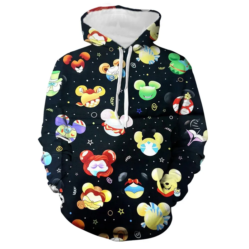 Christmas fashion comfortable casual Mickey Minnie cartoon print hooded sweatshirt warm men's and women's hooded sweatshirt 2024